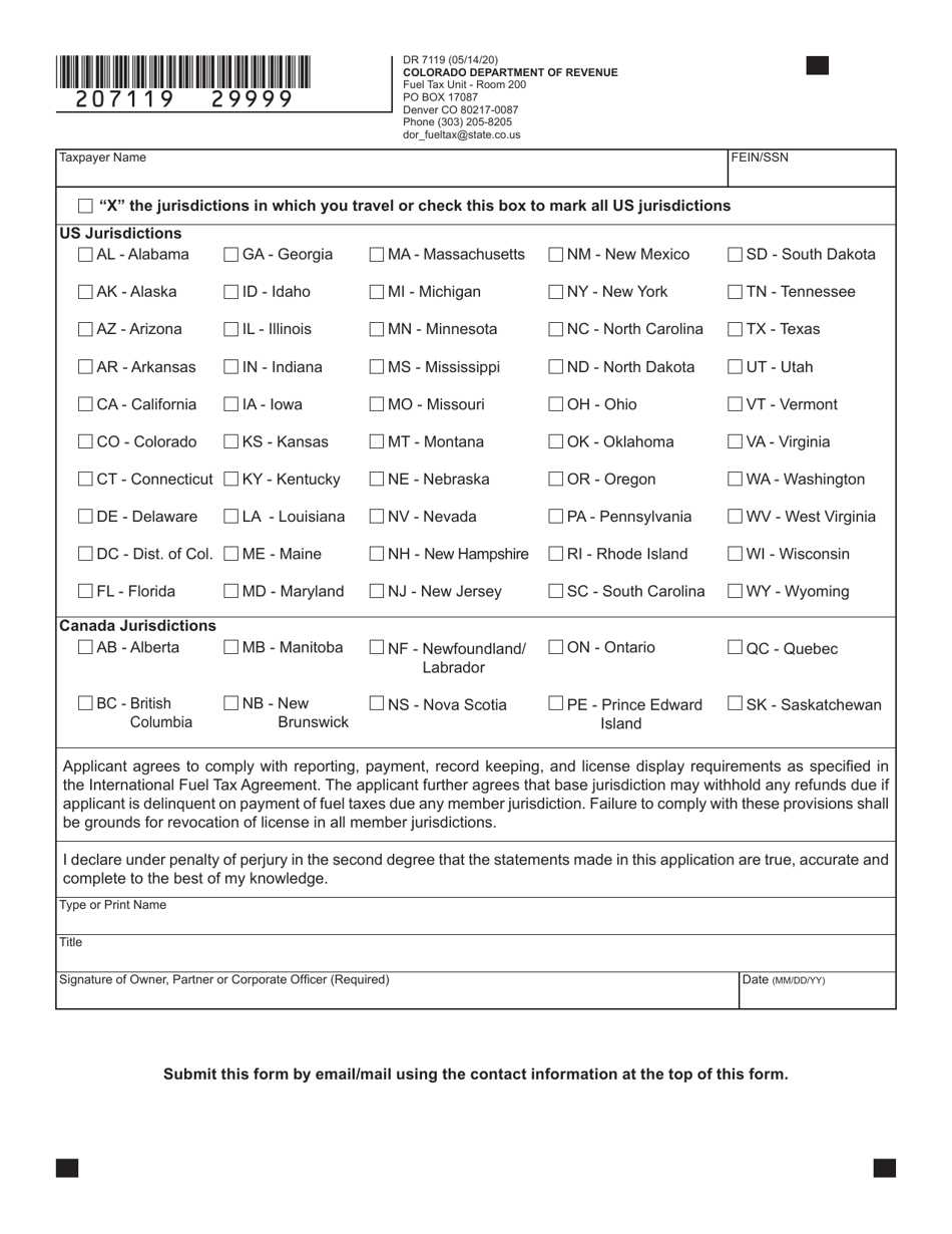 Form DR7119 International Fuel Tax Agreement (Ifta) Registration Application - Colorado, Page 3