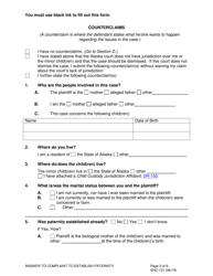 Form SHC-131 Answer and Counterclaim to Complaint to Establish Paternity - Alaska, Page 3