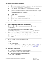 Form SHC-131 Answer and Counterclaim to Complaint to Establish Paternity - Alaska, Page 4