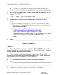 Form SHC-131 Answer and Counterclaim to Complaint to Establish Paternity - Alaska, Page 5