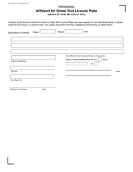 Form 76902 &quot;Affidavit for Street Rod License Plate&quot; - Mississippi