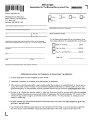 Form 77106 &quot;Application for Tax Exempt Government Tag&quot; - Mississippi