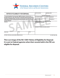 Document preview: NA Form 13001 Attachment 8 Notice of Eligibility for Disposal - Sample