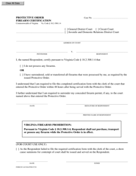 Form DC-649 Protective Order Firearm Certification - Virginia