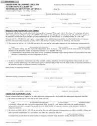 Document preview: Form DC-5046 Order for Transportation to Alternative Facility of Temporary Detention (Juvenile) - Virginia