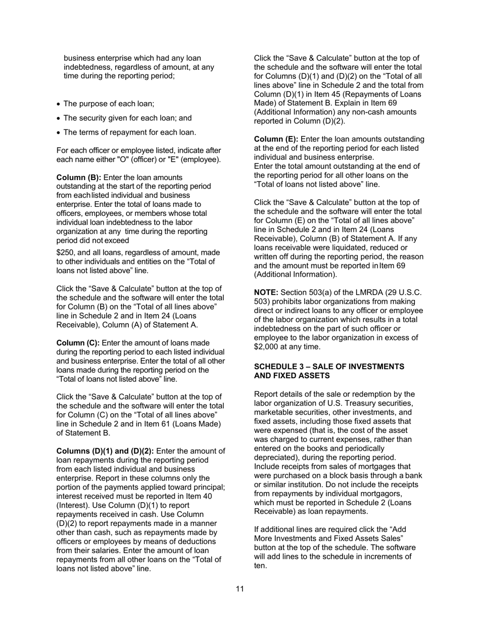 Instructions for Form LM-2 Labor Organization Annual Report, Page 11