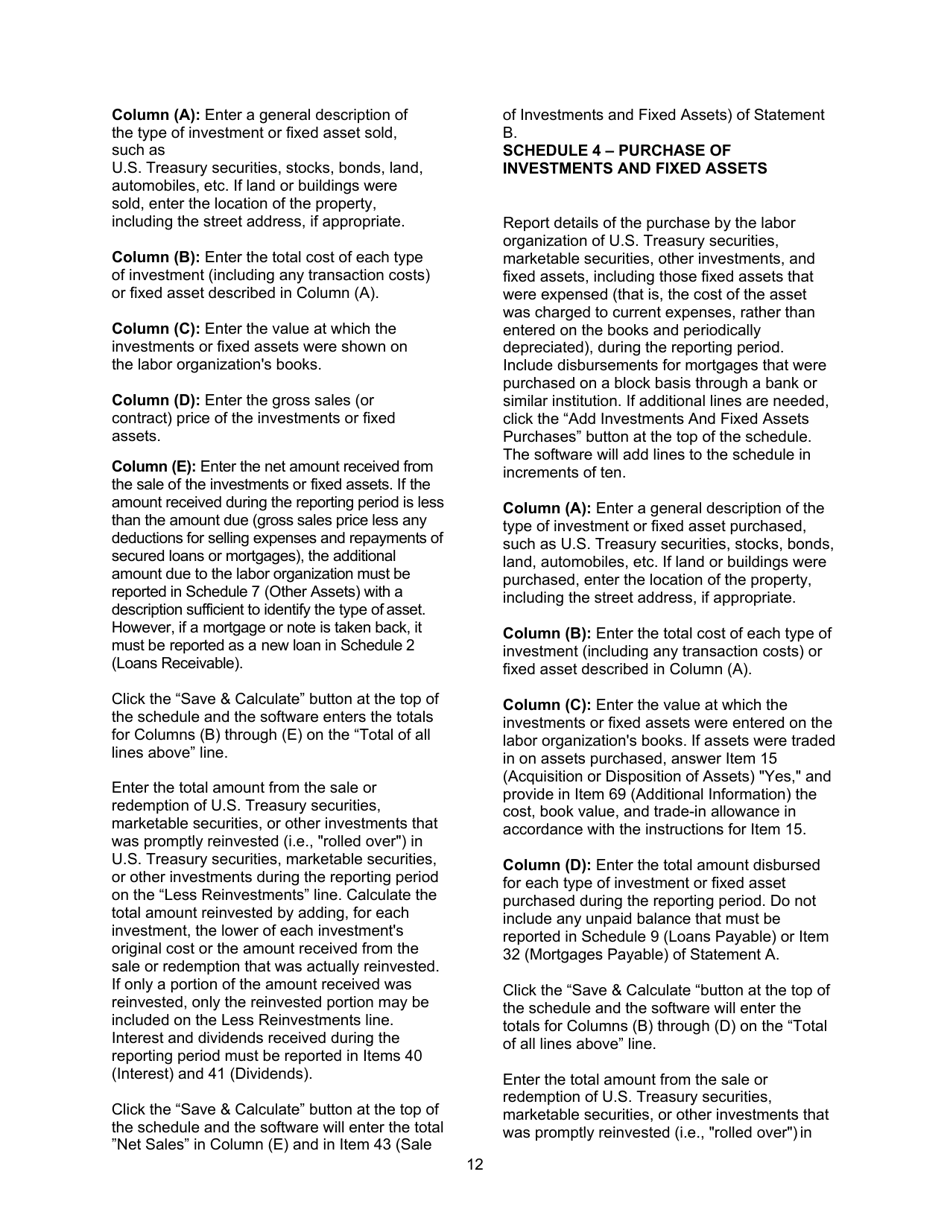 Instructions for Form LM-2 Labor Organization Annual Report, Page 12