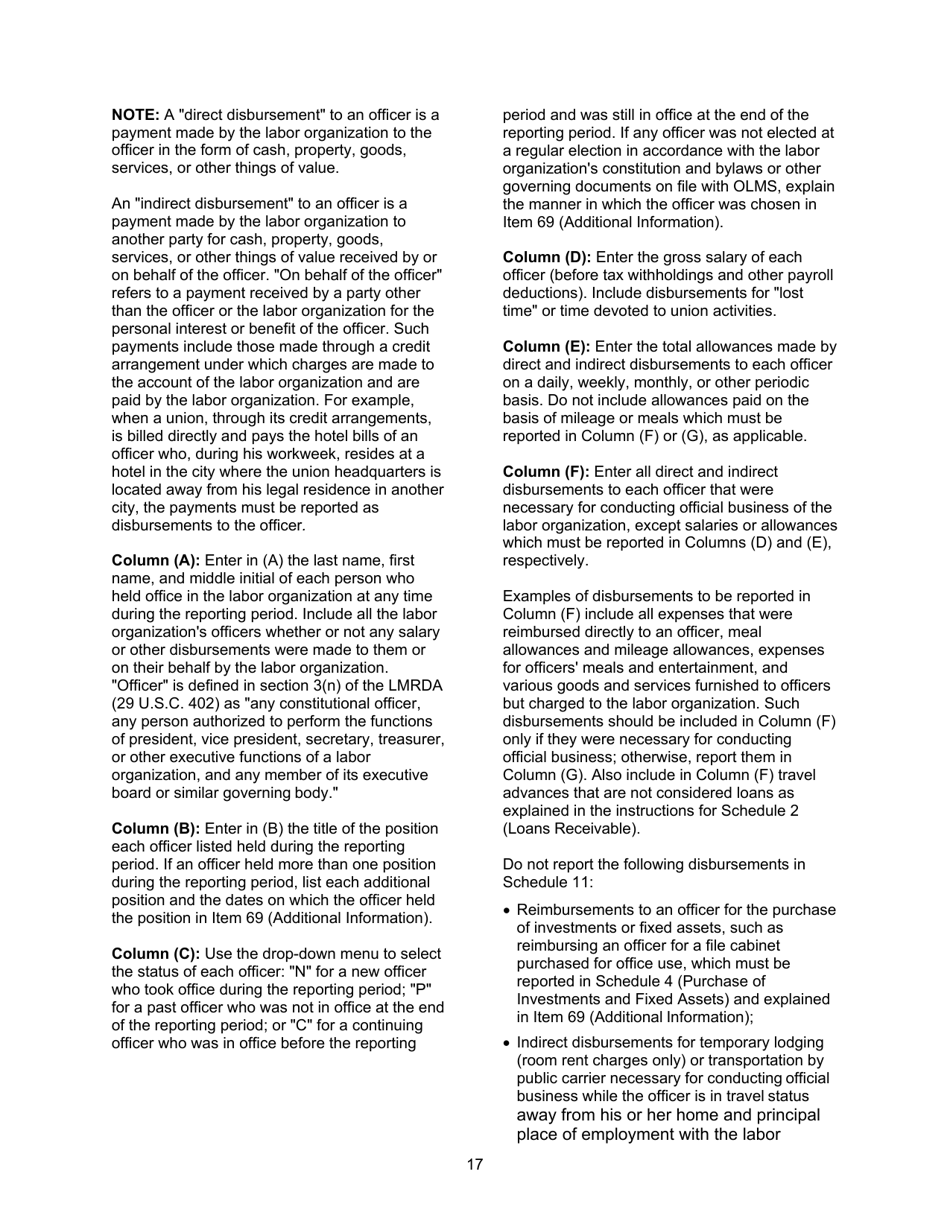 Instructions for Form LM-2 Labor Organization Annual Report, Page 17