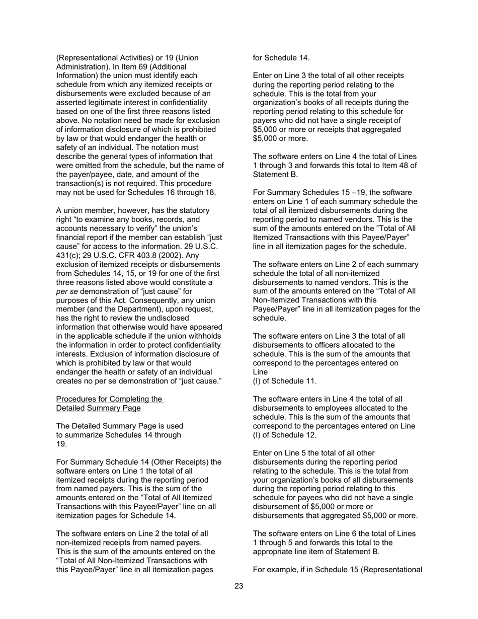 Instructions for Form LM-2 Labor Organization Annual Report, Page 23