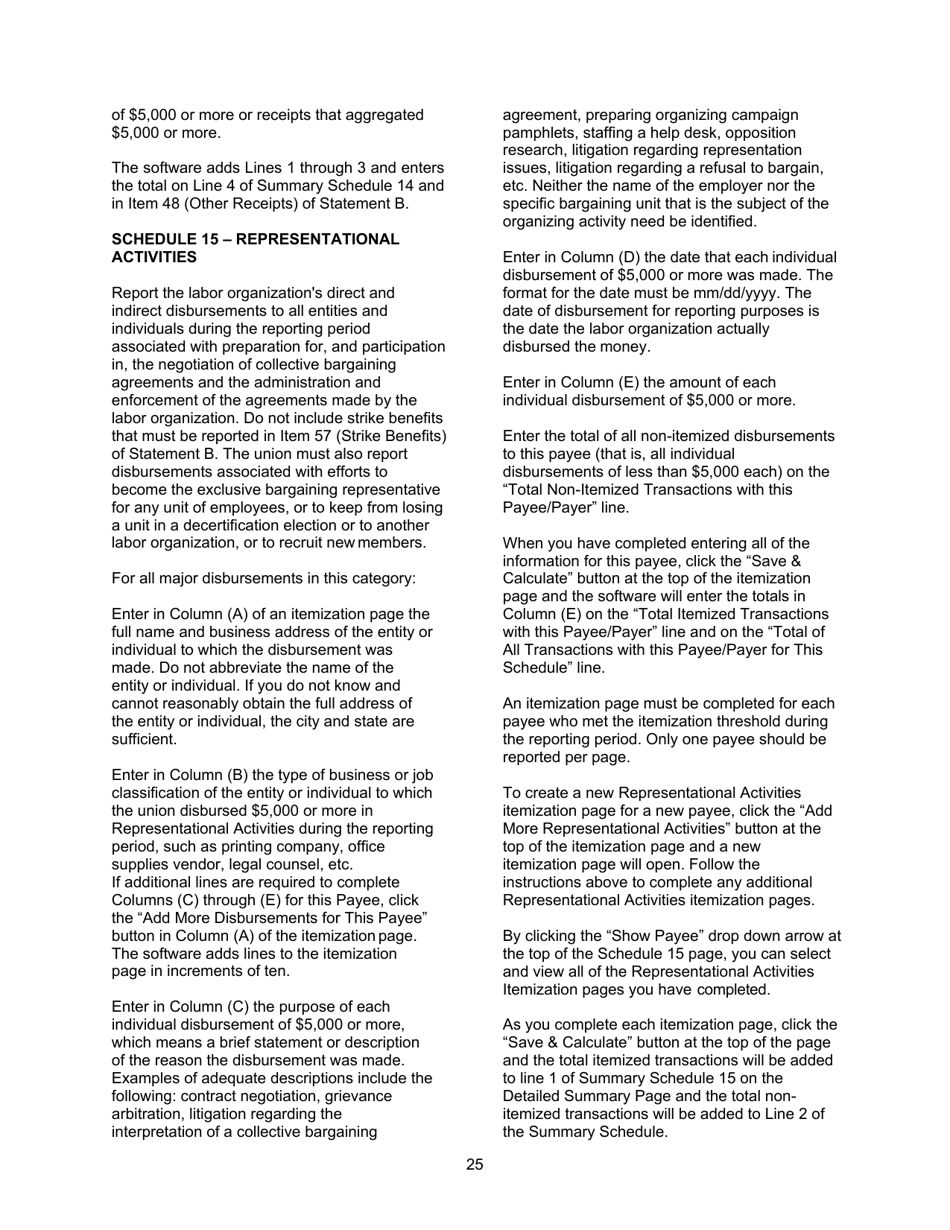 Instructions for Form LM-2 Labor Organization Annual Report, Page 25
