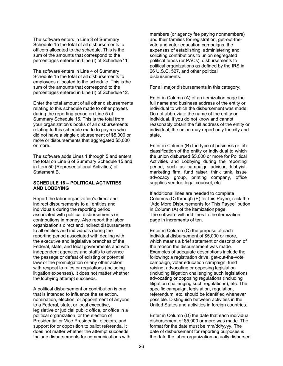 Instructions for Form LM-2 Labor Organization Annual Report, Page 26