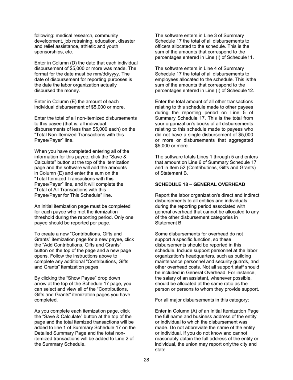 Instructions for Form LM-2 Labor Organization Annual Report, Page 28