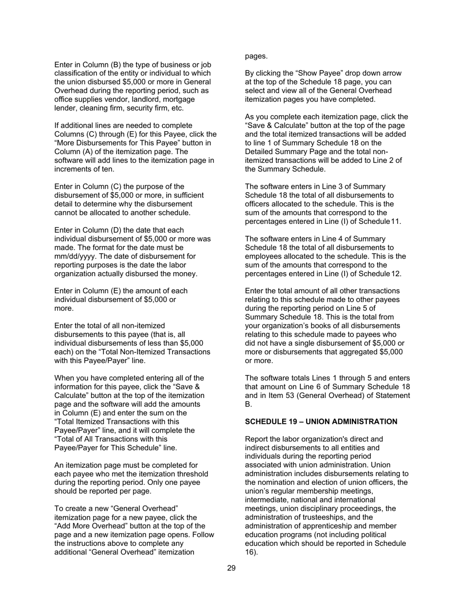 Instructions for Form LM-2 Labor Organization Annual Report, Page 29