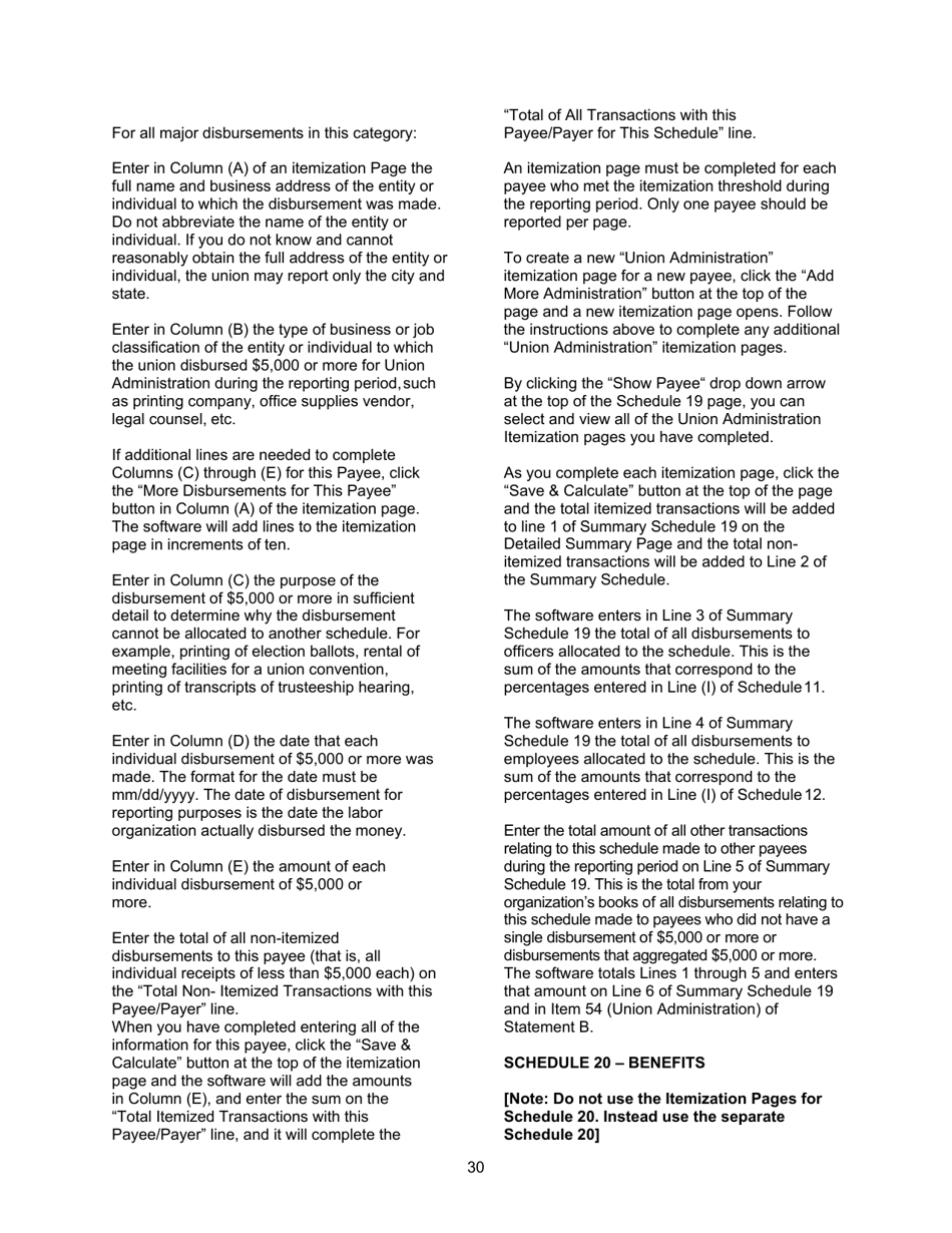 Instructions for Form LM-2 Labor Organization Annual Report, Page 30