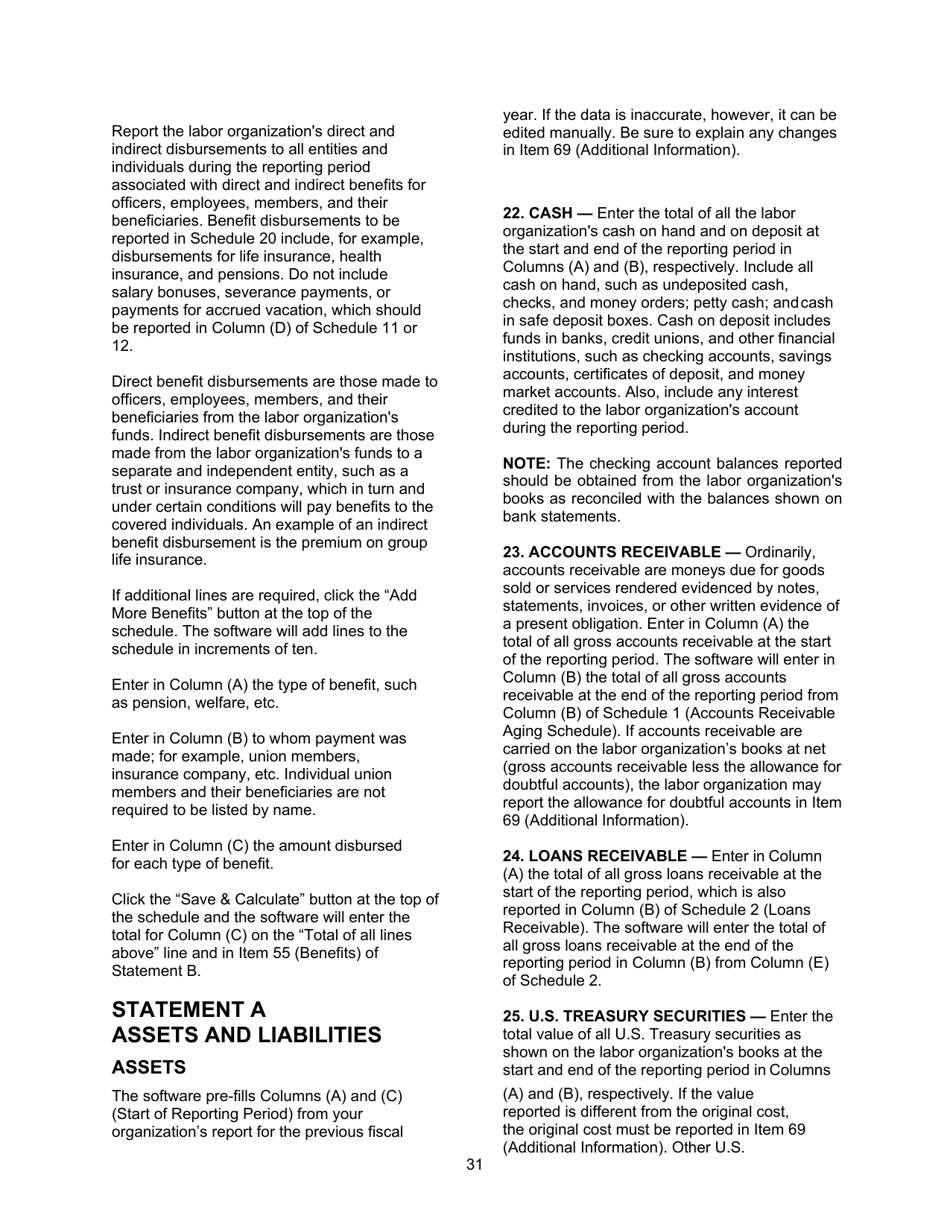 Instructions for Form LM-2 Labor Organization Annual Report, Page 31
