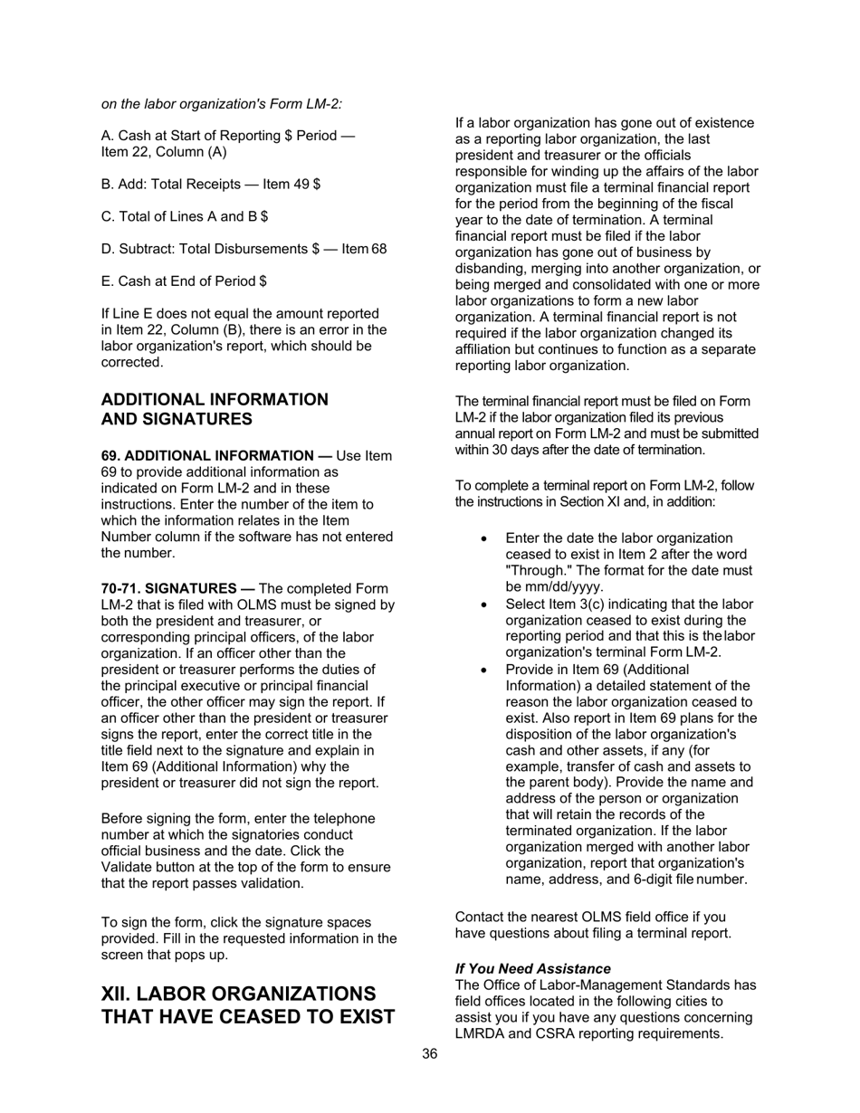 Instructions for Form LM-2 Labor Organization Annual Report, Page 36