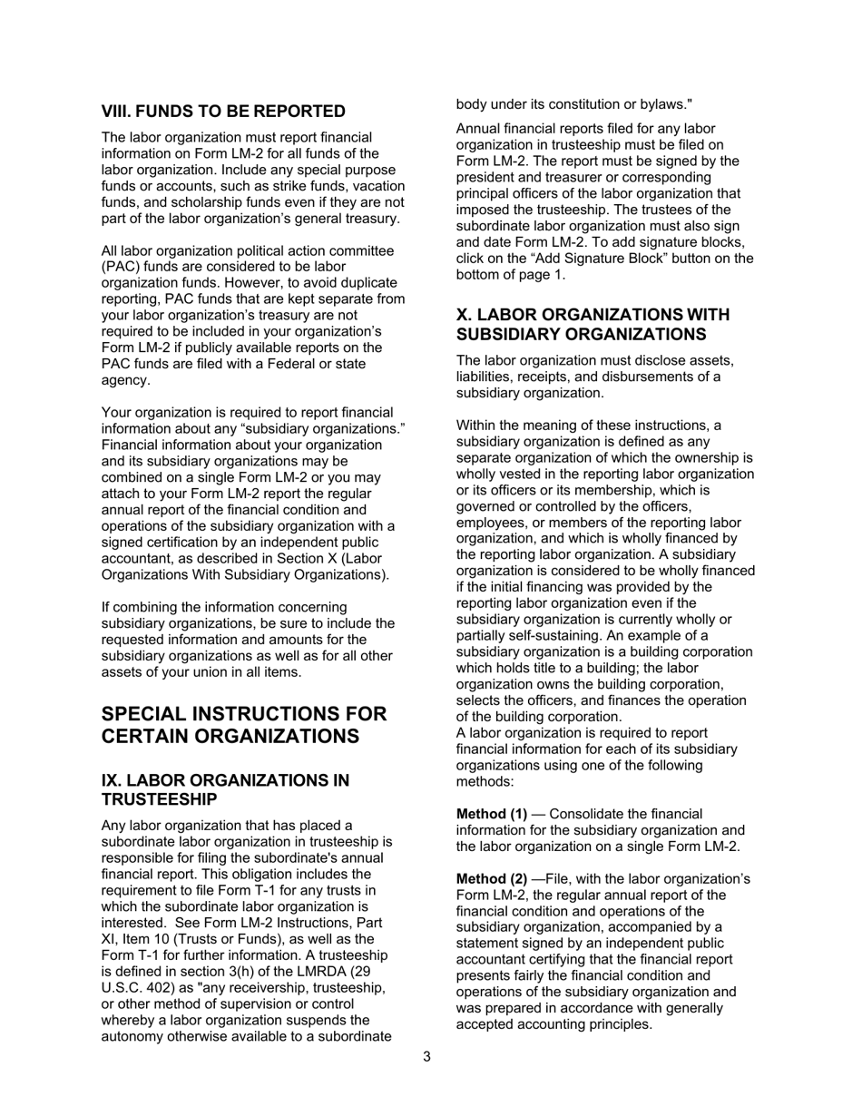 Instructions for Form LM-2 Labor Organization Annual Report, Page 3