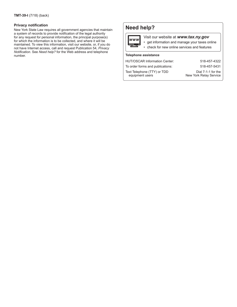 Instructions for Form TMT-39 New Account Application for Highway Use Tax (Hut) and Automotive Fuel Carrier (Afc) - New York, Page 2