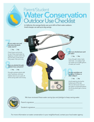&quot;Parent/Student Water Conservation Indoor Use Checklist&quot; - California, Page 2