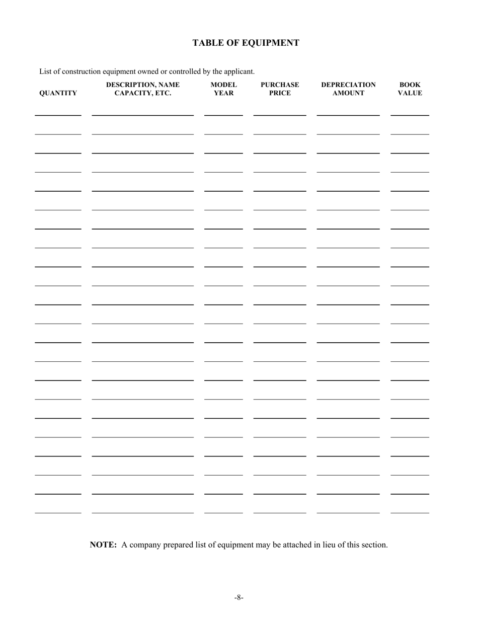 Application for Contractor Prequalification - Arizona, Page 10
