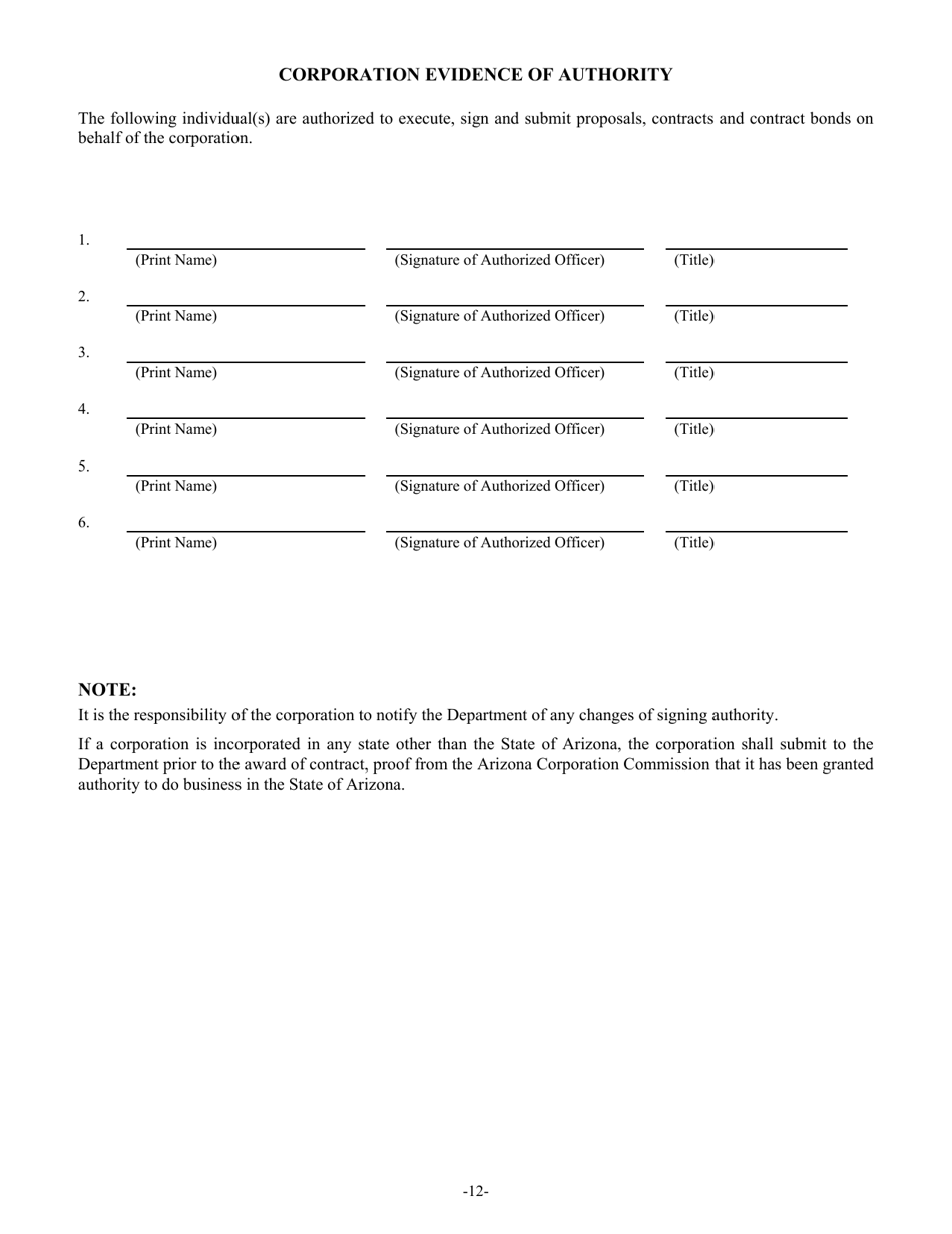 Application for Contractor Prequalification - Arizona, Page 14