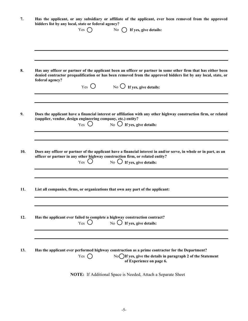 Application for Contractor Prequalification - Arizona, Page 7