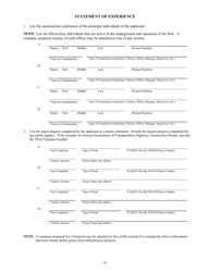 Application for Contractor Prequalification - Arizona, Page 8