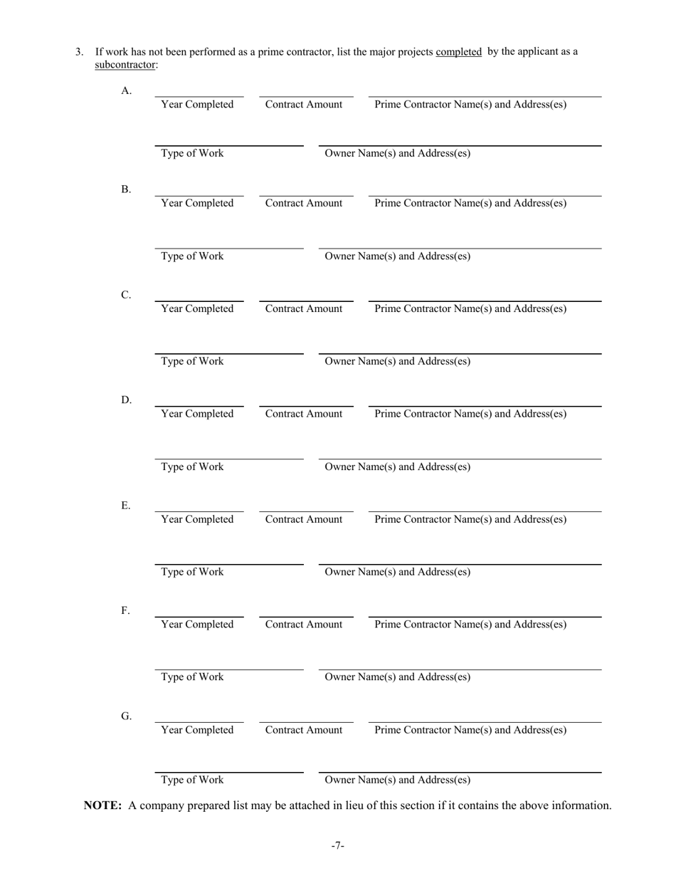 Application for Contractor Prequalification - Arizona, Page 9
