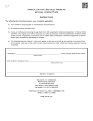Form 751-J Application for a Disabled American Veteran License Plate - Oklahoma, Page 2
