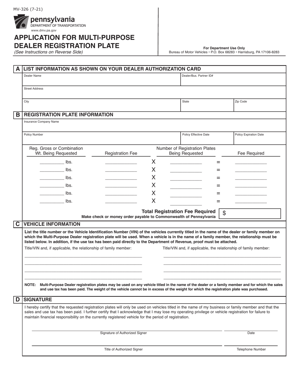 Form MV-326 - Fill Out, Sign Online and Download Fillable PDF ...