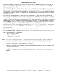 Form MV-38O Application for Duplicate Certificate of Title by Owner - Pennsylvania, Page 2