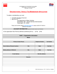 Form OVT-P-002 Organizational Vehicle Tag Membership Application - Washington, D.C., Page 3