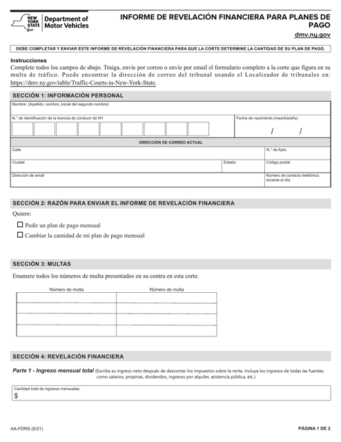 Formulario AA-FDRS  Printable Pdf