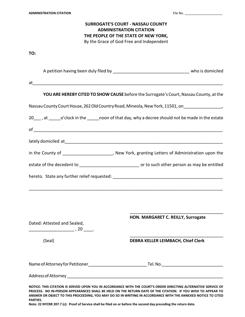 Nassau County, New York Administration Citation - Fill Out, Sign Online ...