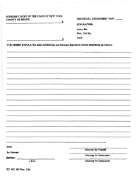 SC. Form 8G &quot;Stipulation&quot; - Bronx County, New York