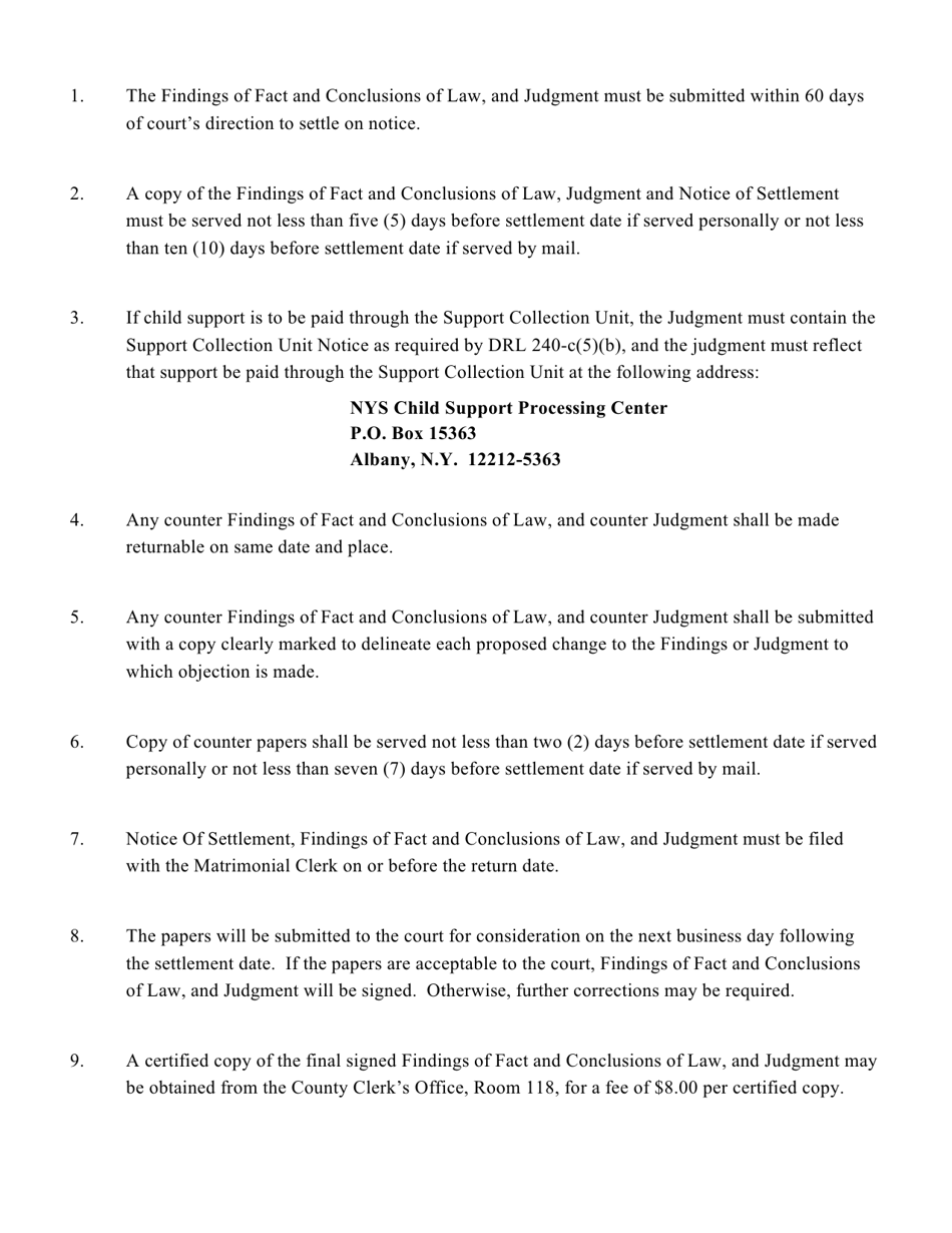 Contested Matrimonial Checklist - Bronx County, New York, Page 2