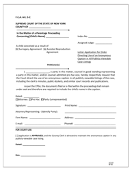 Form EF-30 &quot;Letter Application for Order Directing Use of an Anonymous Caption&quot; - New York