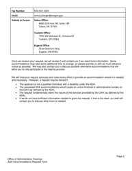 Request for Ada Accommodations and Response - Oregon, Page 2