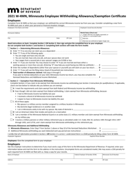 Document preview: Form W-4MN Minnesota Employee Withholding Allowance/Exemption Certificate - Minnesota