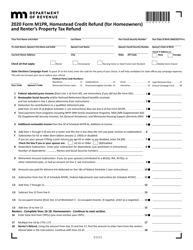 Form M1PR &quot;Homestead Credit Refund (For Homeowners) and Renter's Property Tax Refund&quot; - Minnesota