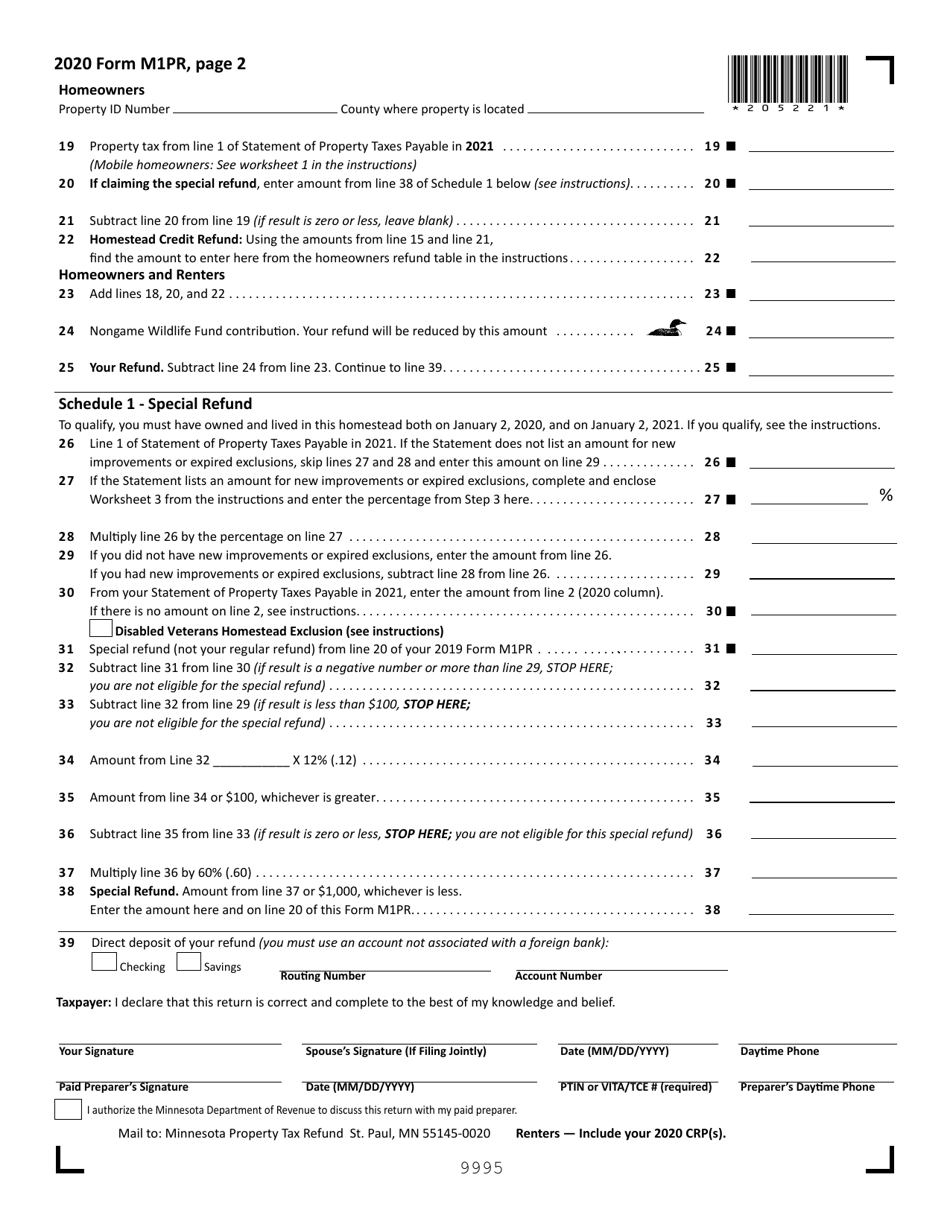 Form M1PR Download Fillable PDF Or Fill Online Homestead Credit Refund For Homeowners And