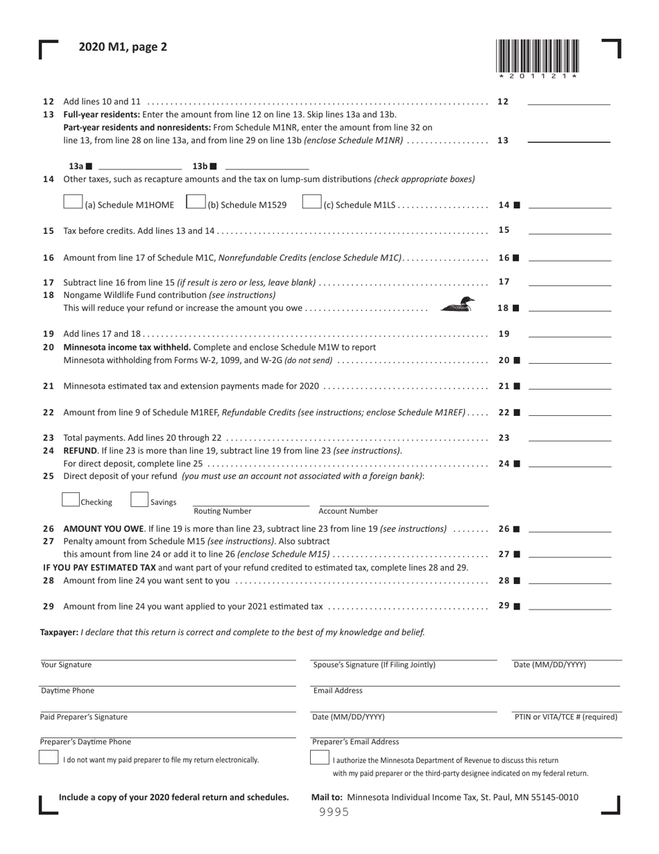 Minnesota M1 Tax Form Printable - Printable Forms Free Online