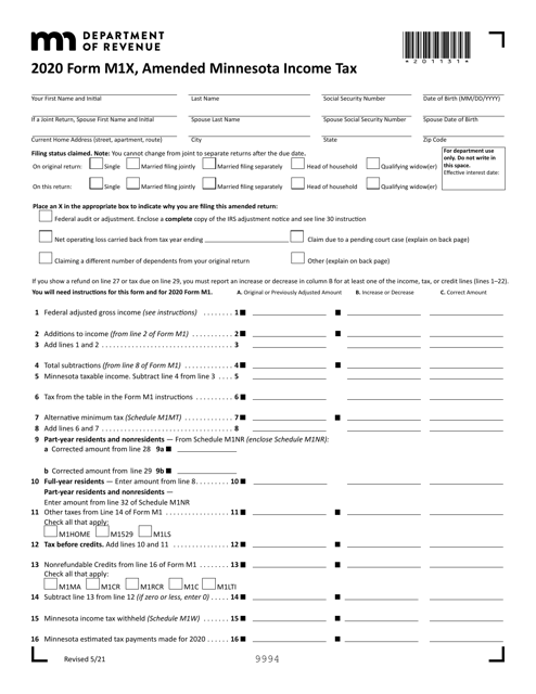 Form M1X 2020 Printable Pdf