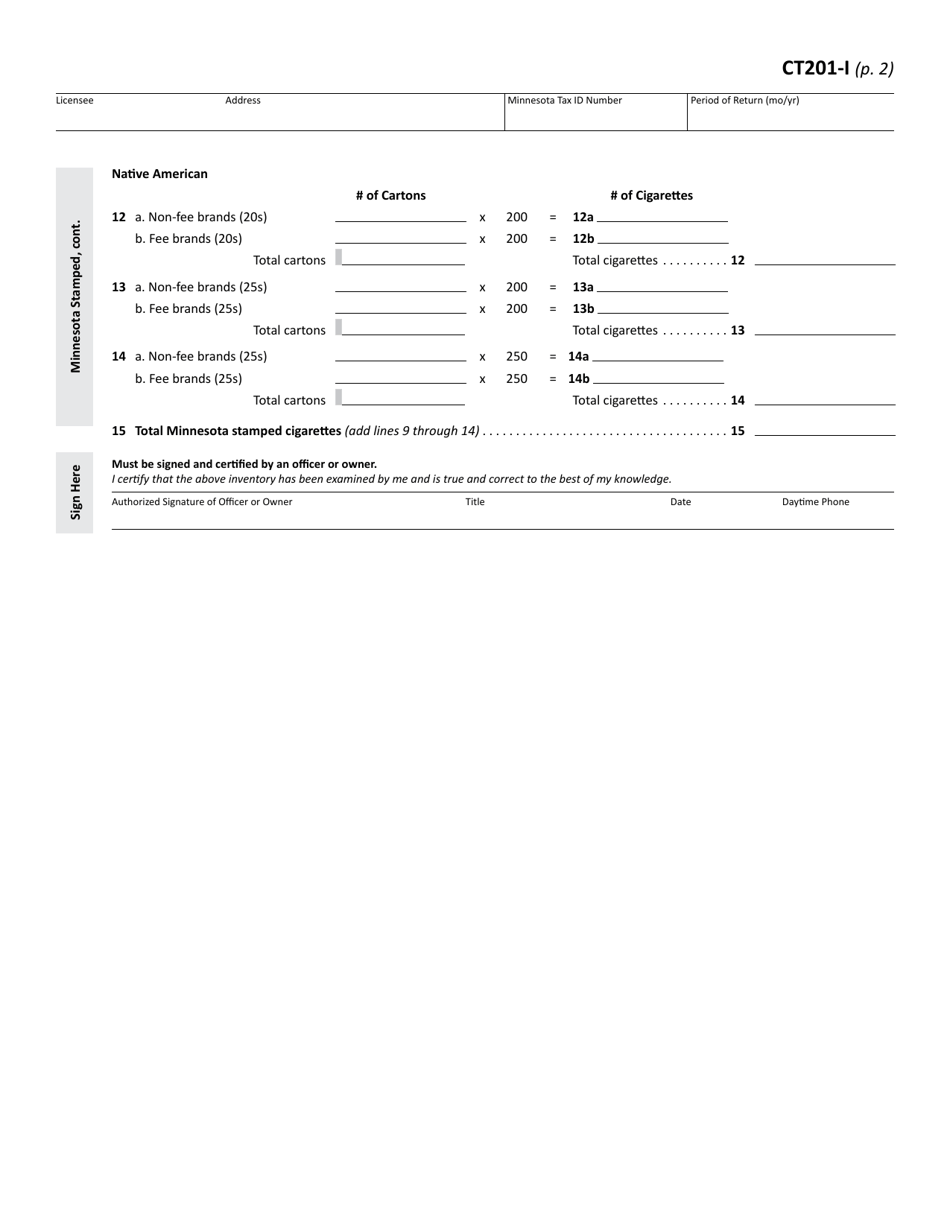 Form CT201I Attachment 6 Download Fillable PDF or Fill Online Cigarette Inventory (Minnesota