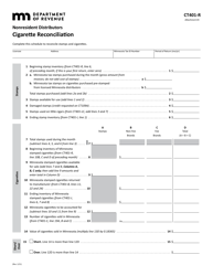 Document preview: Form CT401-R Attachment 1 Cigarette Reconciliation (Nonresident Distributors) - Minnesota