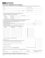 Form UT-1 &quot;Individual Use Tax Return&quot; - Minnesota