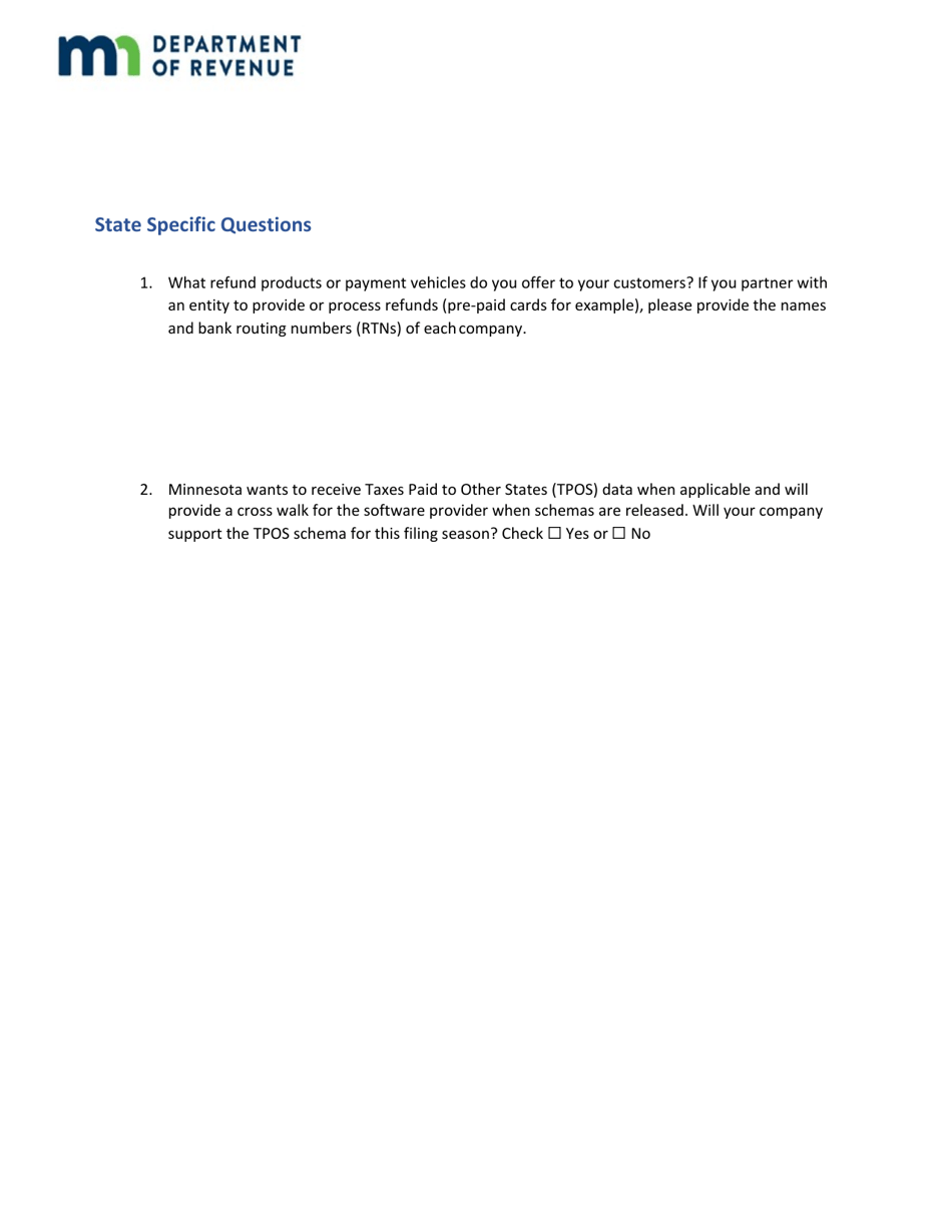 Tax Software Provider Registration Form - Minnesota, Page 8