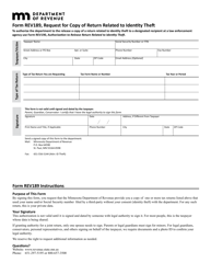 Document preview: Form REV189 Request for Copy of Return Related to Identity Theft - Minnesota