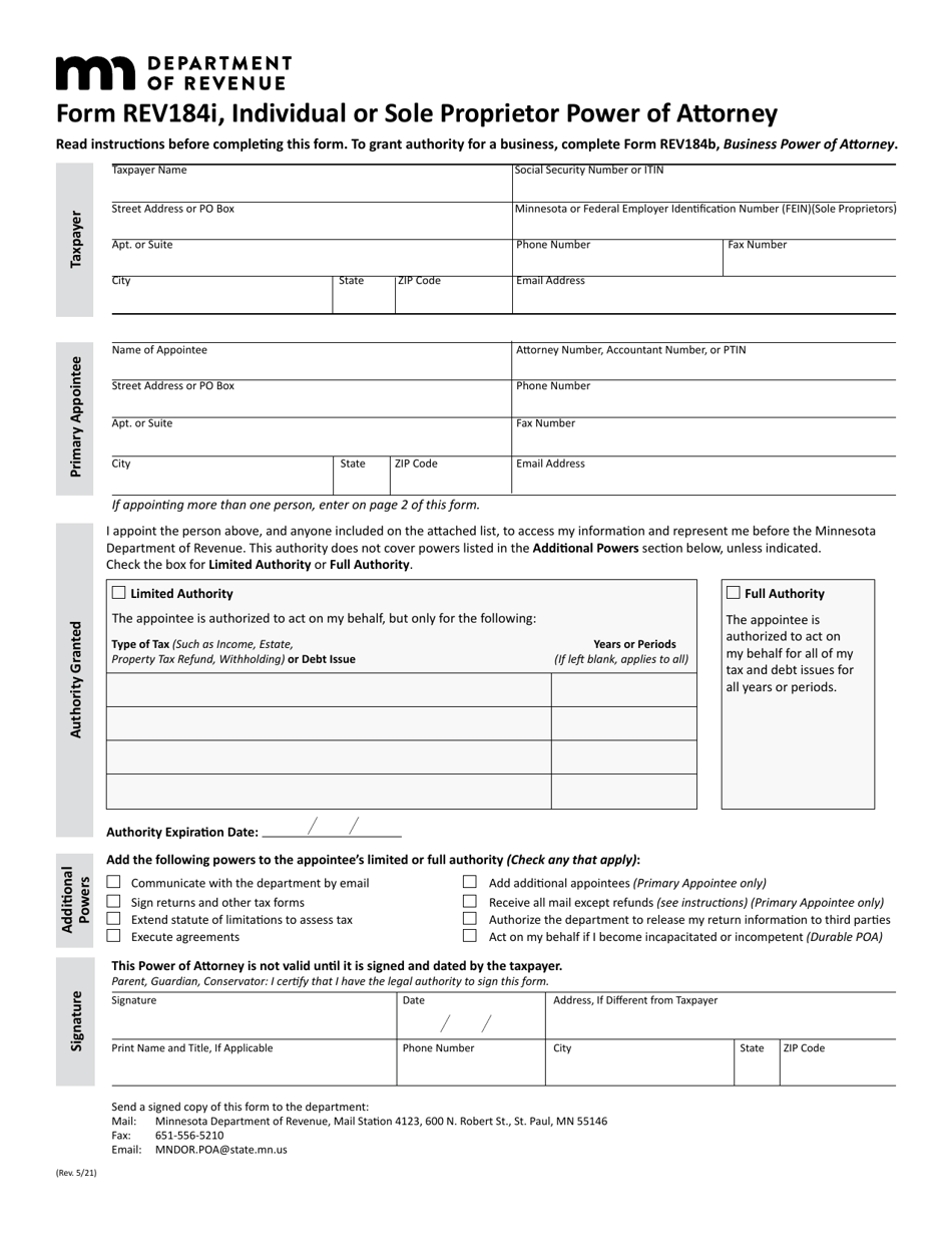 Form REV184I Fill Out, Sign Online and Download Fillable PDF