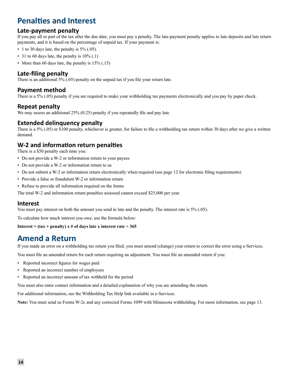 Minnesota Income Tax Withholding Instruction Booklet - Minnesota, Page 14